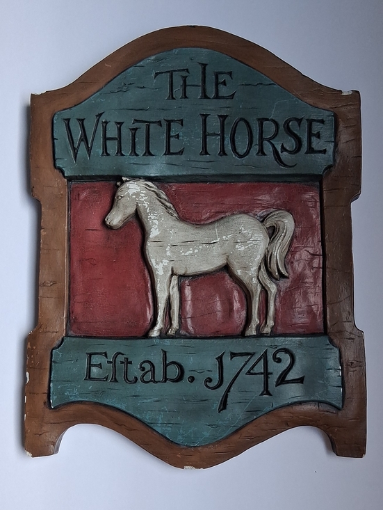 Other - Vintage White Horse Scotch Whisky Pub Sign Heavy Plaster Chalkware Bar Plaque